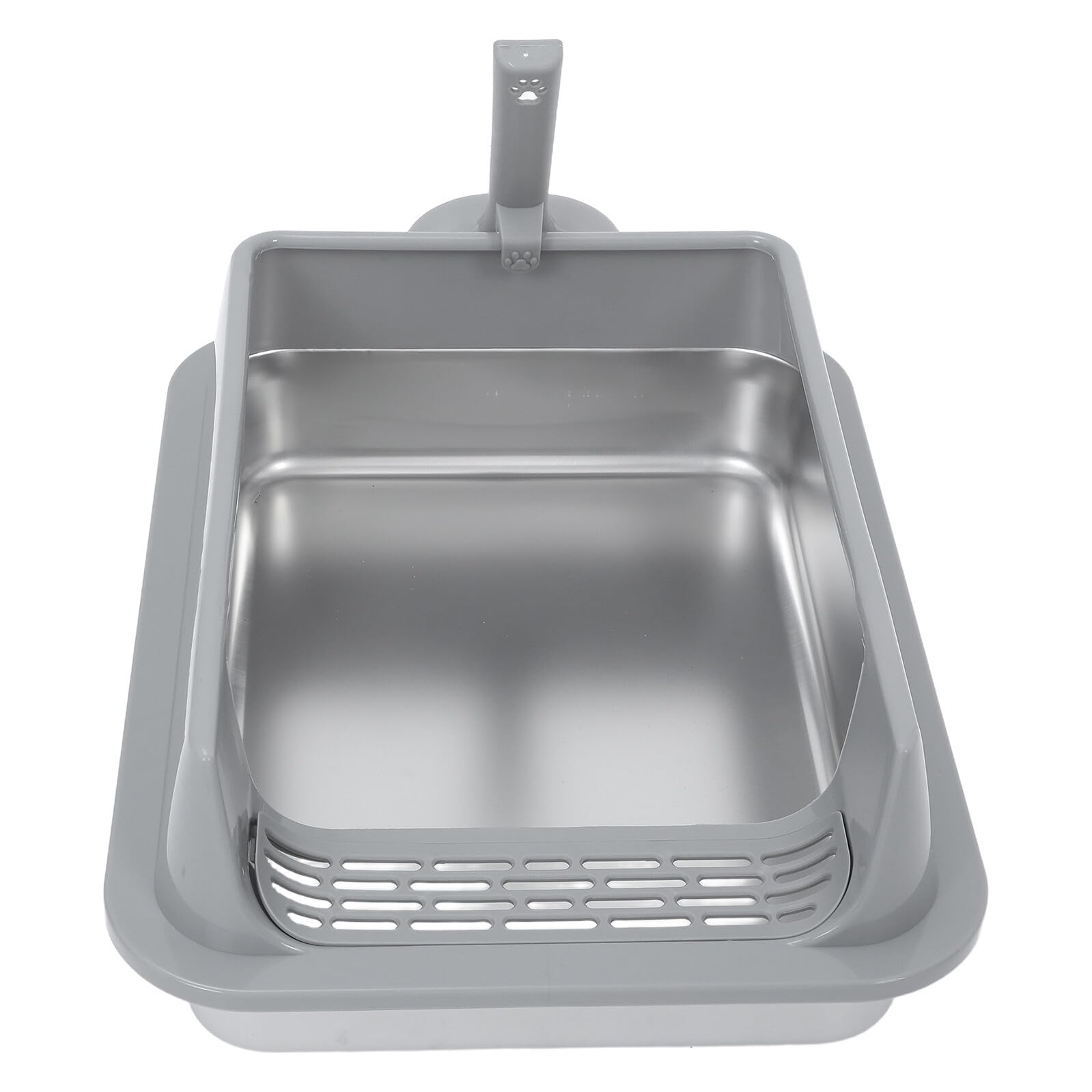 TOYANDONA Edelstahl Katzentoilette mit Deckel Tiefe Katzentoilette für Kätzchen und Kaninchen Geruchsdicht Rutschfester Boden für Wohnung und Mehrtierhaltung