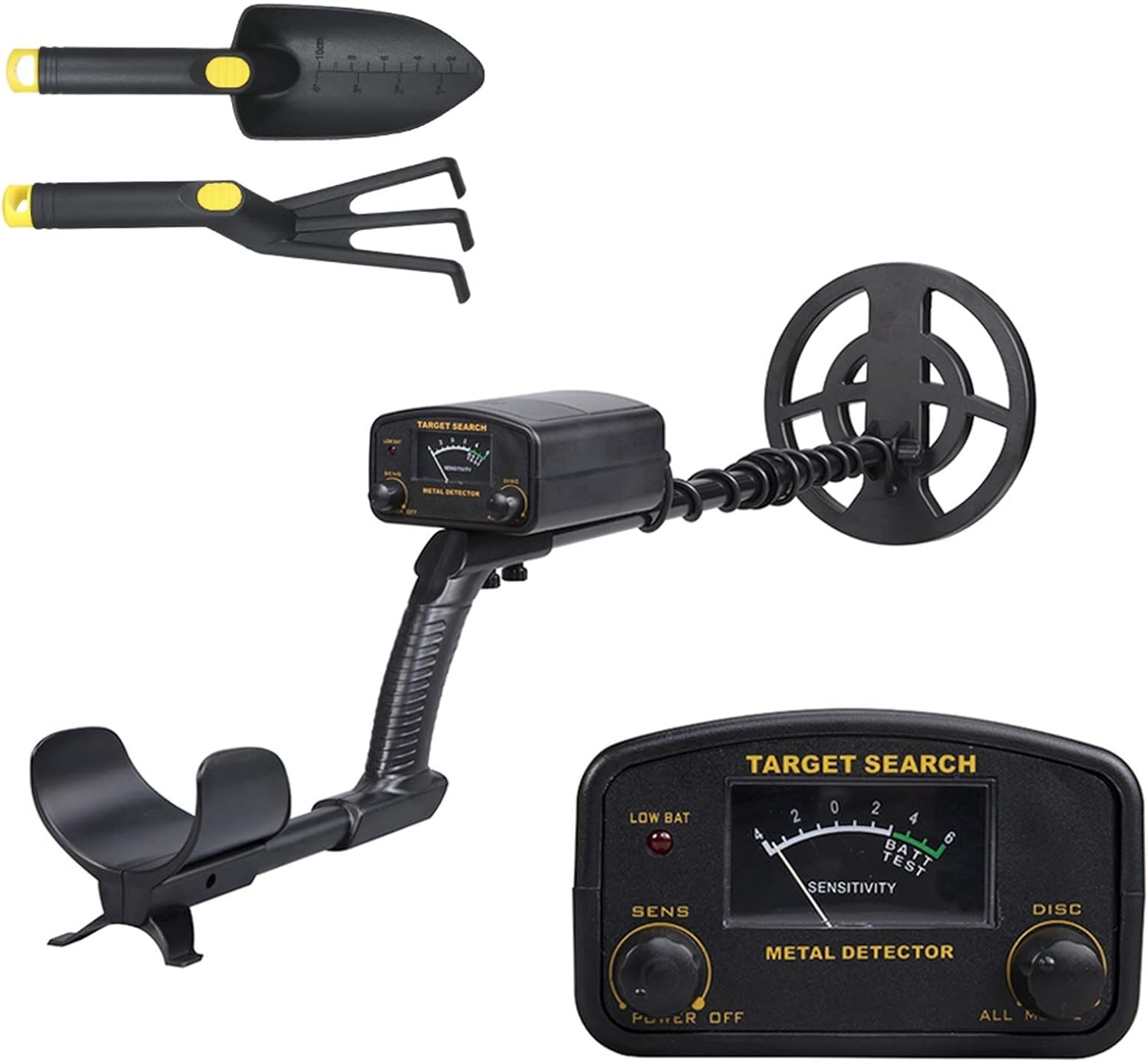 Saras 金属探知機高精度調整可能ステム8インチ防水コイルすべての金属およびディスクモード、砂シャベルおよび地下コイン用ラック掘削 -  WWW.OWR.COM.PY