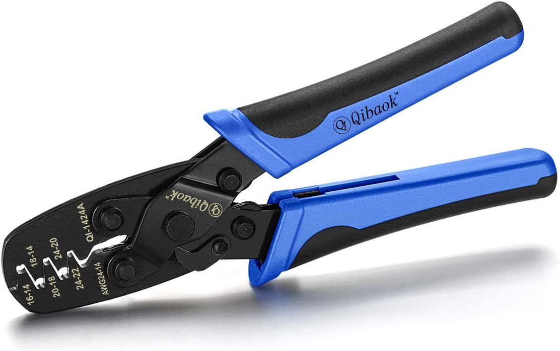 Qibaok Open Barrel Terminal Crimper Plier Tool for Molex Style DELPHI AMP TYCO Crimping Terminals 24-14 AWG