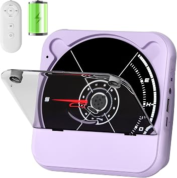 ENVYCLOUD Portable CD Player Bluetooth Rechargeable, Wireless Mini Desktop for Home with HiFi Speaker, Cute CD Player Remote Control, Supports CD/FM Radio/USB/AUX/Timer/Repeat, Purple