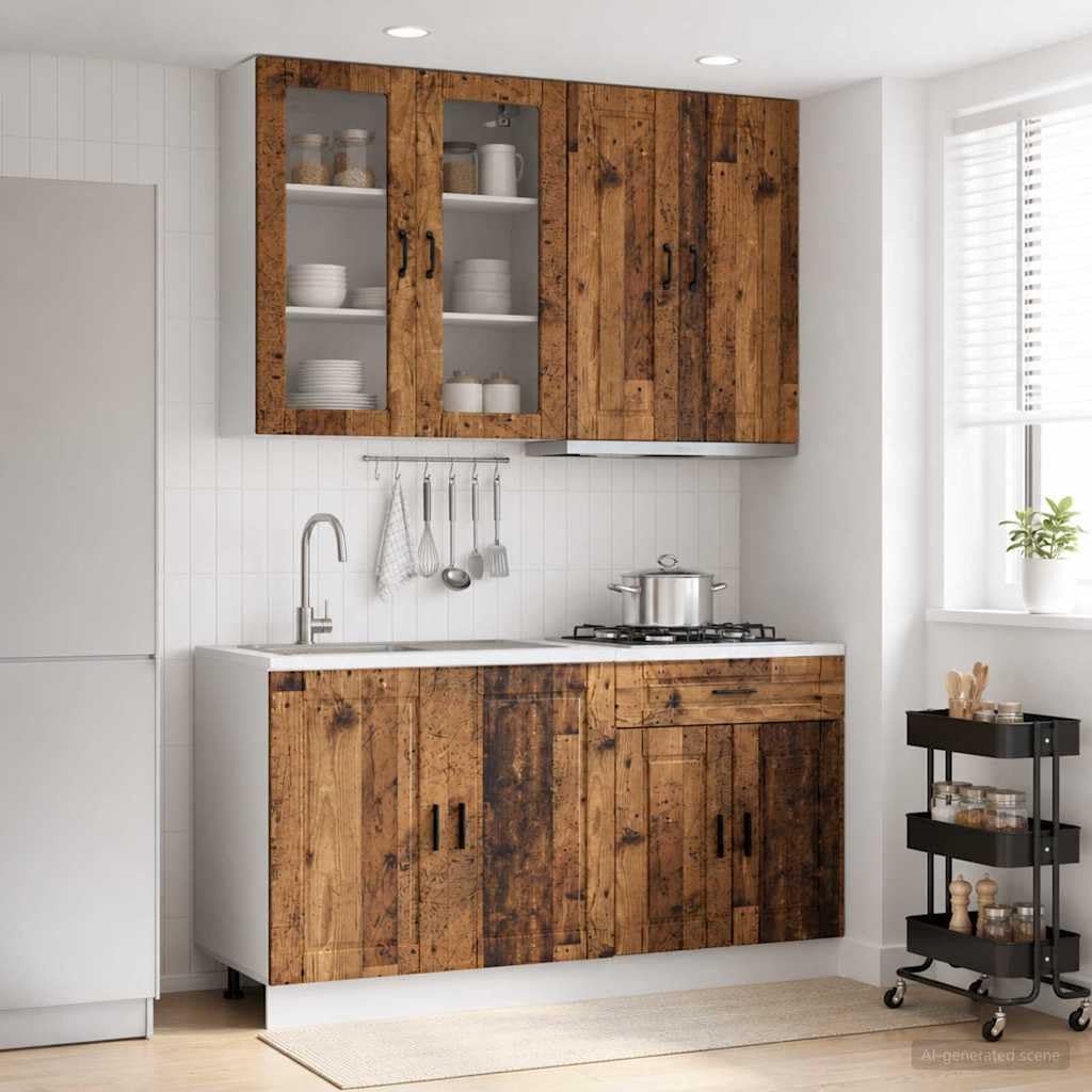 Coin de cuisine Porto Lot de 4 armoires de cuisine en bois vieilli
