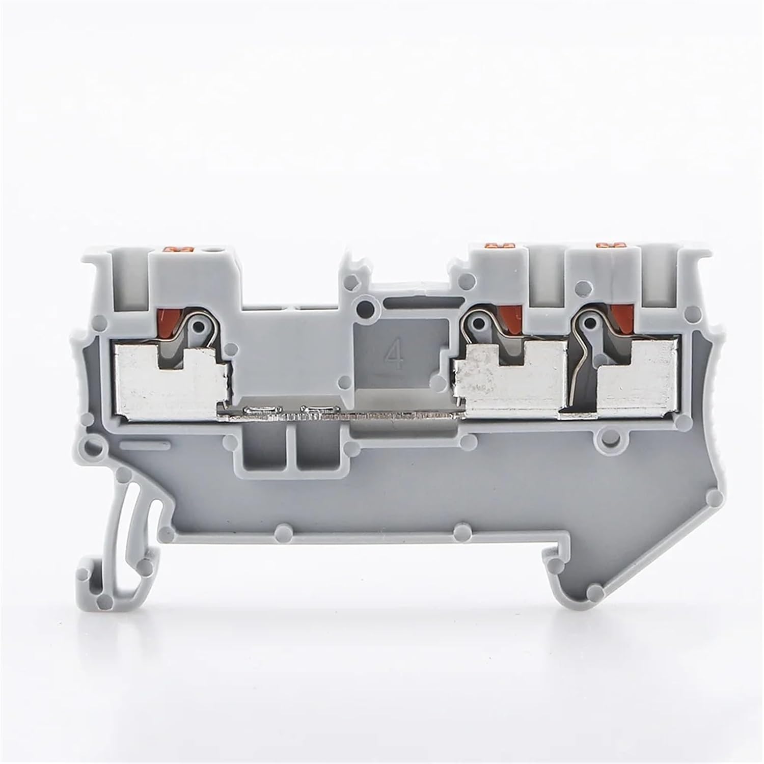 Din Rail Terminal Blocks PT 1.5-Twin 3 Conductors Push in Spring Screwless Feed Through Wire Conductor 10pcs(Gray)