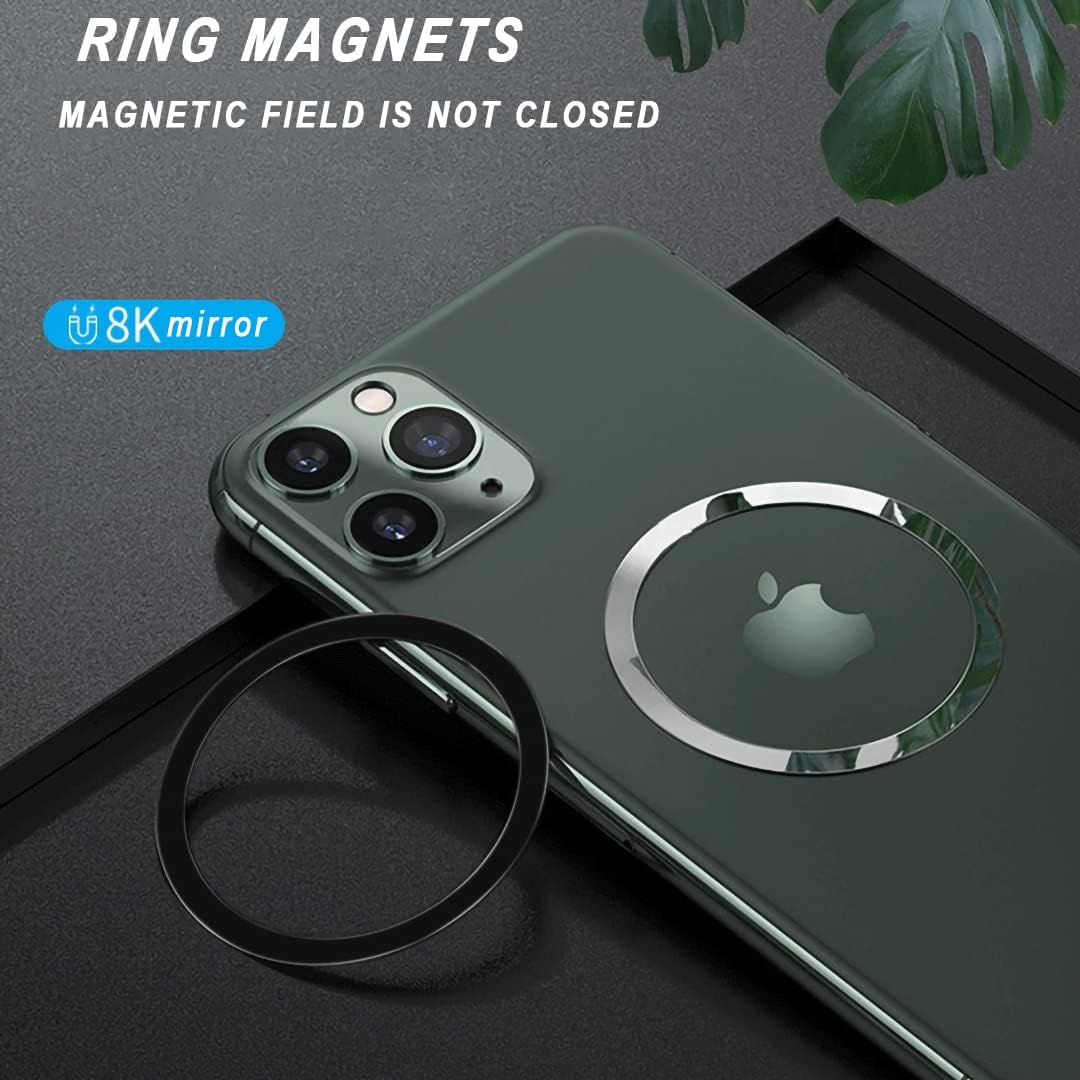 12 Pcs Universal Metal Ring Sticker Compatible with MagSafe Magnetic Wireless Charging iPhone 17/16/15/14/13/12 Pro Mini Max Galaxy, Ultra Thin Notched Ring Car Charger Conversion Kit,(NO Magnet) image 5