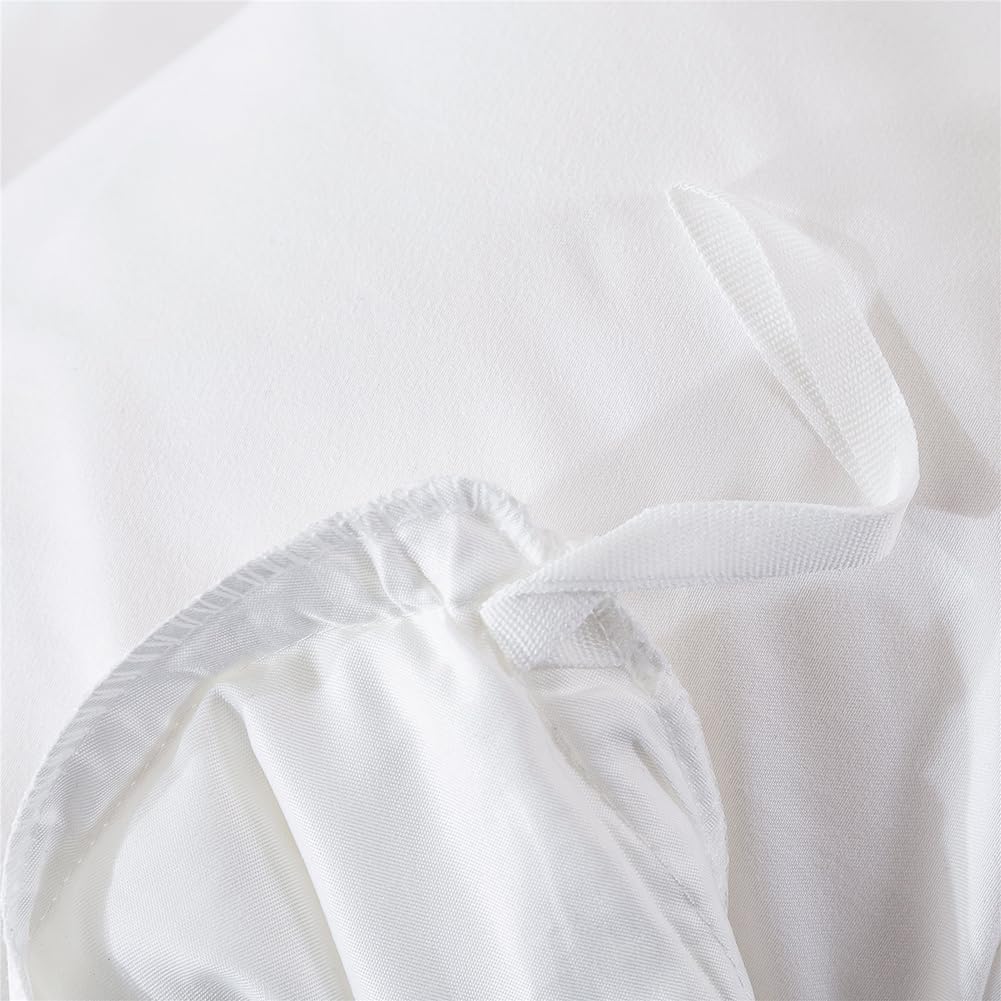 AShanlan Juego de ropa cama con volantes 3 piezas, 200 x 200, color blanco, monocolor, romántico, volantes, 100% microfibra suave, funda nórdica almohada 80 cm, cremallera