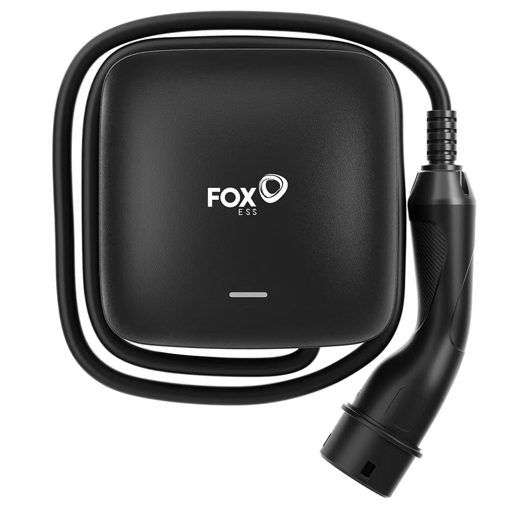 FoxESS Wallbox Tipo 2 7,3 kW monofase 230V, Corrente di Carica Regolabile 6–32A, Controllo App Via Wi-Fi, Grado di Protezione IP55 & IK08, Gestione dinamica del carico