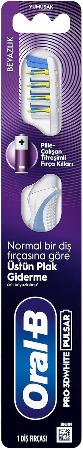 Oral-B Pro-3DWhite Pulsar Beyazlık Pilli Diş Fırçası, Orta Sertlik