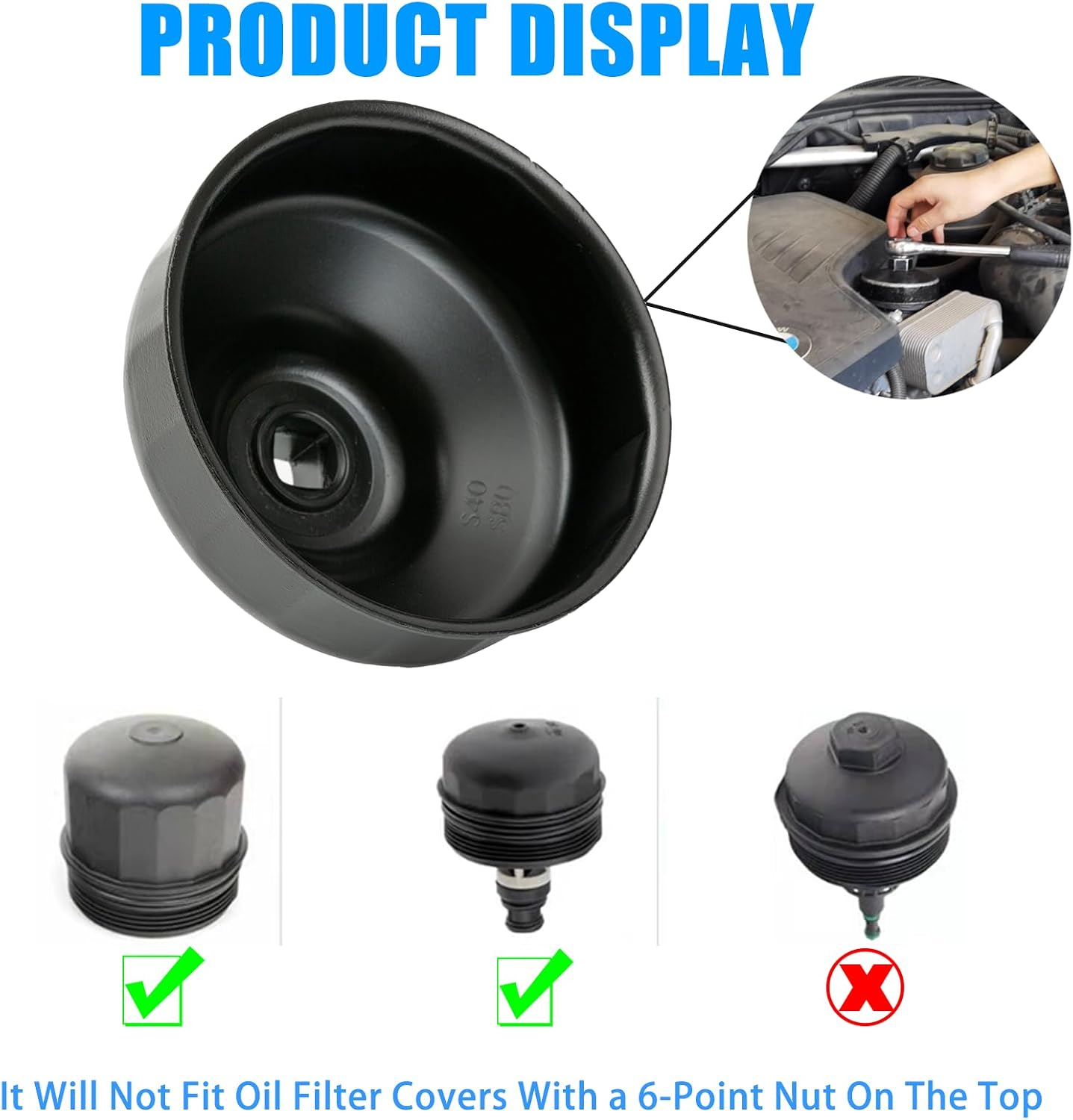 86mm 16 Flutes Oil Filter Wrench | Replacement for BMW and Volvo, Oil Filter Cap Removal Tool to Change Oil, Oil Filter Socket Wrench Kit