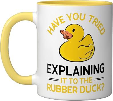 Software-Developer Programming Rubber Duck Debugging Ceramic Mug, Yellow/White, 11oz