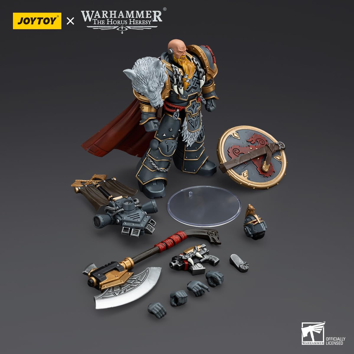TOYVERSE JOYTOY 1/18 - Figura de acción Warhammer The Horus Heresy, Space Wolves Legion Praetor with Power Axe and Combat Shield, articulaciones móviles Modelo de personaje, 15 Años y más