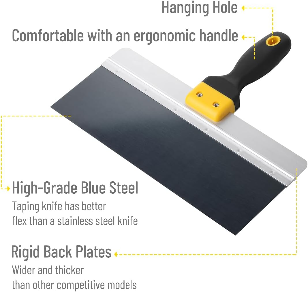 Bates- Taping Knife Set, 2 Pack, 8 & 12 Inch, Blue Steel Drywall Taping Knife