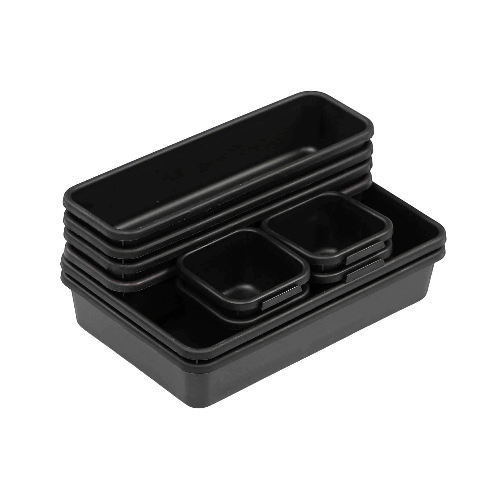 Cutting EDGE Interlocking Drawer Organizer (Set of 10, Black) 3
