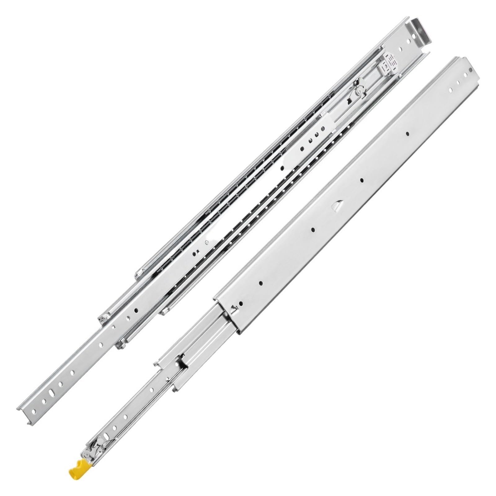 Drawer Slides，1pair Locking 18"-60" Slides Bearing 500LBS Heavy Duty 3-Fold Guide Rail Full Extension Ball Industrial 76mm Width(60 Inch)(36 Inch)