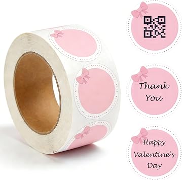 500 Pcs Mothers Day Pink Bow Direct Thermal Labels 2inch Happy Mothers Day Stickers Bowknot Coquette Label for Wedding,Name Tag,Envelope Sealing,Gift Wrapping