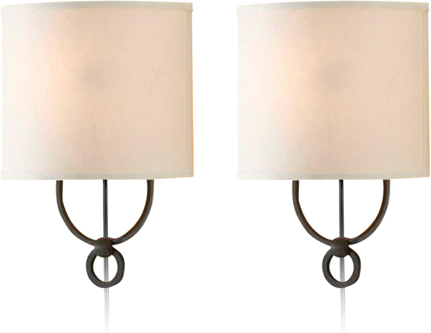 2-Pack Retro Industrial Wall Sconces E12 Cream White Lamp Shade Wall Fixtures for Restaurant Living Room Bedroom Wall Lamps with UL Plug-in Button Switch Cord Bulb Not Included