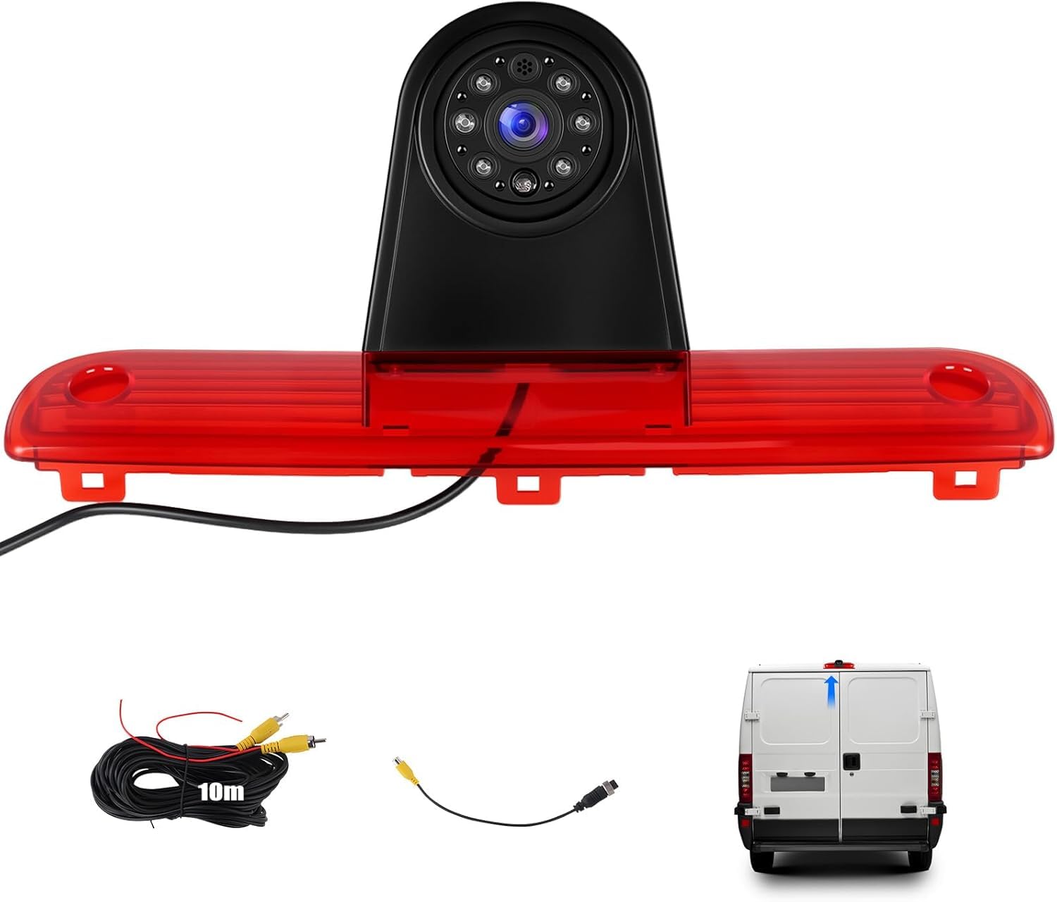 CAMECHO Bremsleuchte Rückfahrkamera HD Nachtsicht IP67 Wasserdichter Kamera für FIAT Ducato Peugeot Boxer 2006-2018 Dritte Bremslicht mit Weitwinkel 140°, 12V, 10M kabelgebundene Verbindung