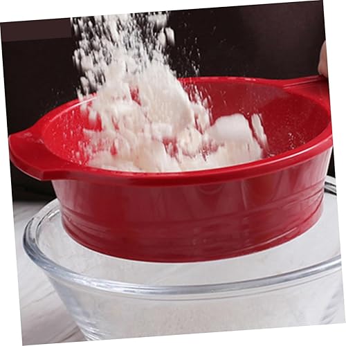 Miniatura 3 de BESTonZON Colador de metal para repostería, harina de malla de malla de acero inoxidable, tamiz para hornear, tamiz rojo para hornear, tamiz de