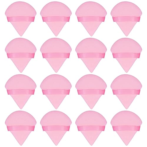 16 piezas de soplos de polvo triangulares, soplo de maquillaje de cara para el cuerpo polvo suelto herramienta de maquillaje de belleza rosa