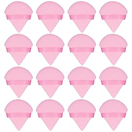 Flytianmy 16Pcs Triangle Powder Puffs, Face Makeup Puff for Body Loose Powder Beauty Makeup Tool Pink