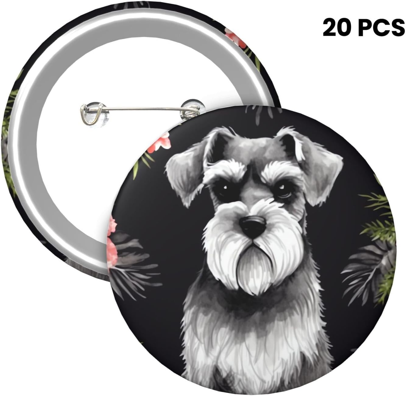 Schnauzer Button Pins 1 Pc, 2.4 Inch Round Button Badges Metal Personalized Picture Photo Pin Buttons Kit For Craft Supplies Christmas Diy Party Projects image 2
