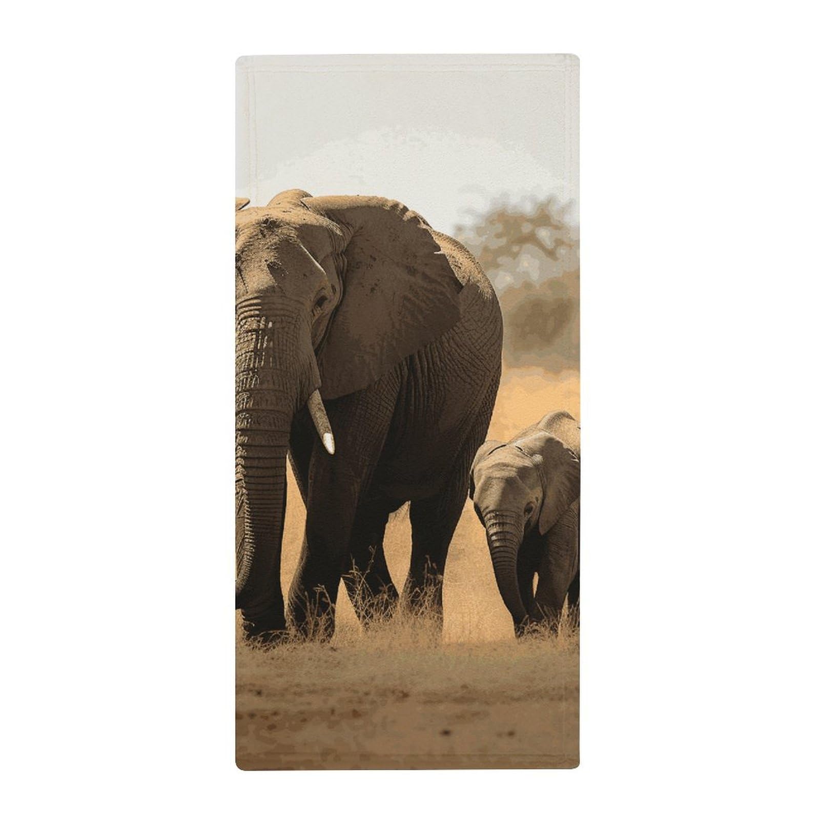 Serviette de bain motif éléphants pour sport et fitness absorbante