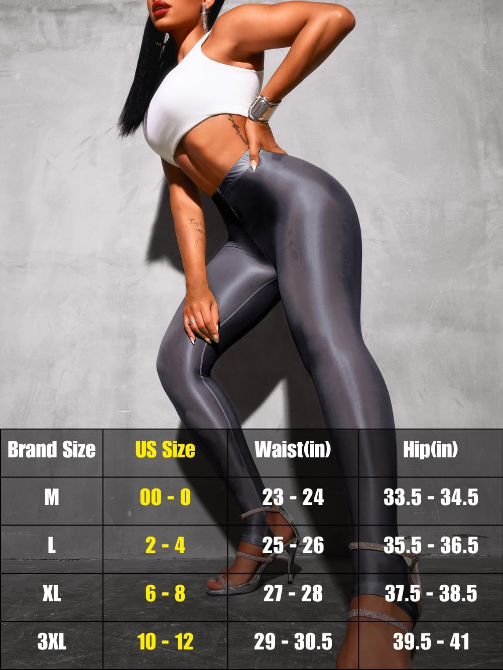 Shiny Leggings for Women, Rave Party Outfits, Sexy Sheer Stirrup Pants High Waist Waisted See Through Mesh Tights - Image 6