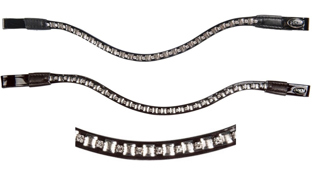 Bandeau Phoenix HKM noir frontal pour filet de cheval demi-sang