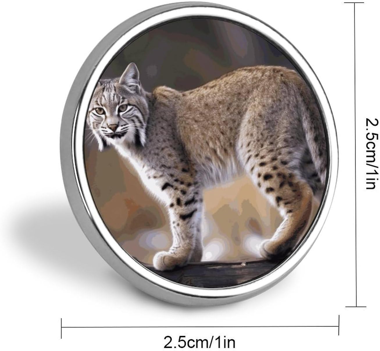 Wild Bobcat Round Lapel Pin Cute Funny Enamel Brooch Pins image 2