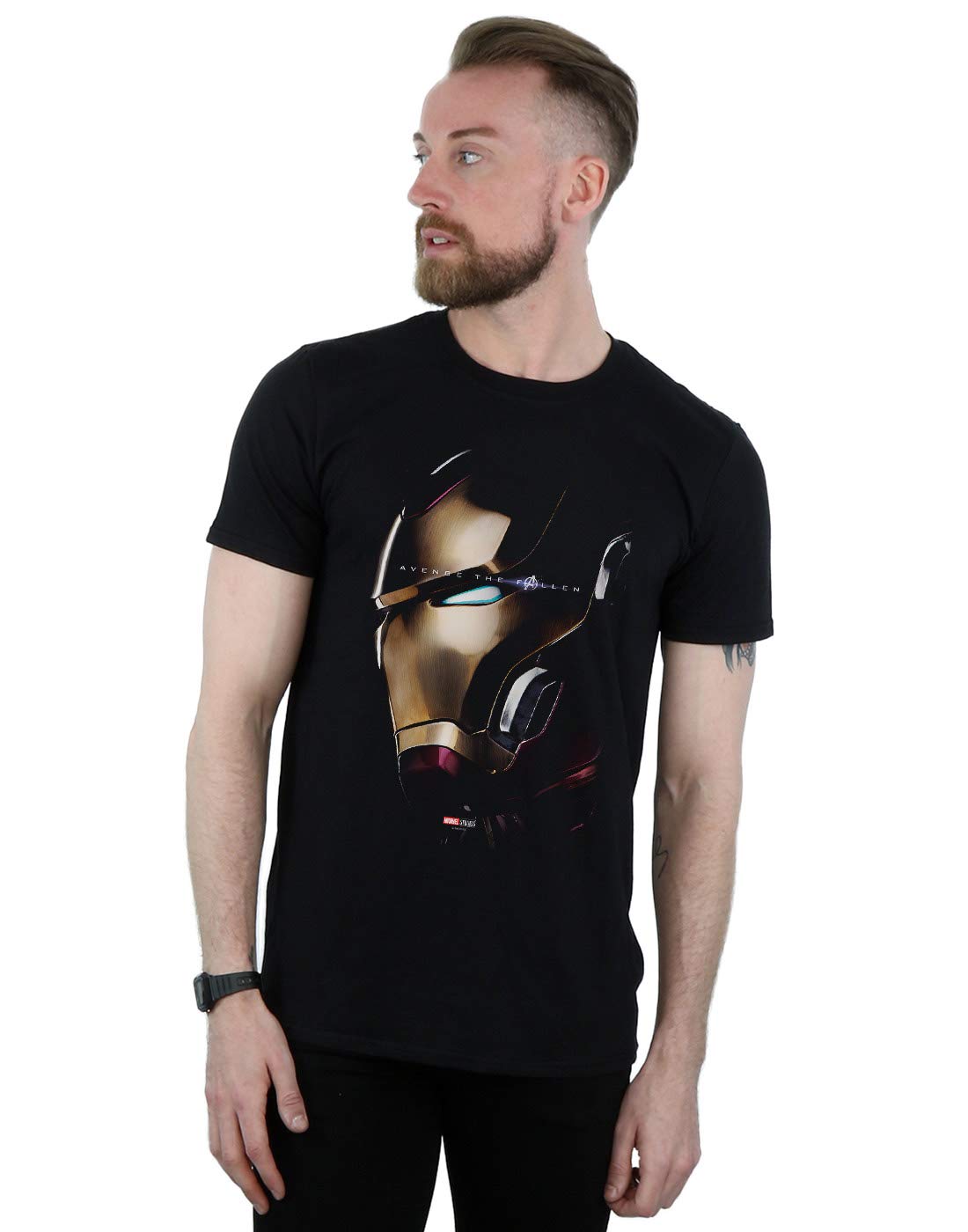 Absolute Cult Men's Black Marvel Avengers Endgame Avenge The Fallen Iron Man T-Shirt XX-Large