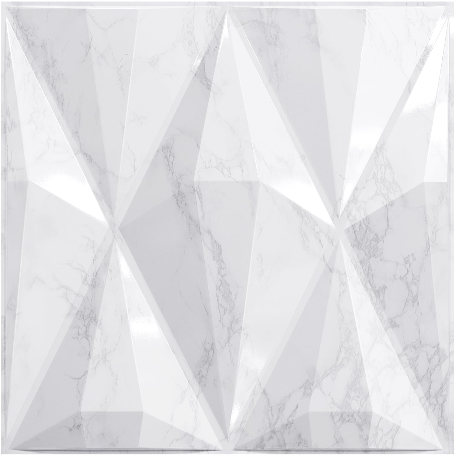 STICKGOO Diamond Design 3D Wall Panels Peel and Stick, 19.7" x 19.7", PVC Wall Panels, 3D Textured Wall Panels for Interior Wall Decor, 32 Sq.Ft, 12 Pack, Marble
