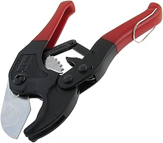 Aexit Manual Tool Cutters Black Red Handle Ratchet PVC Plastic Pipe Cutters Pipe Cutter
