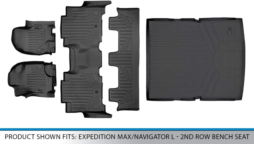 SMARTLINER Floor Mats 3 Rows - Cargo Liner Behind 2nd Row Set Compatible with 2018-2025 Ford Expedition Max