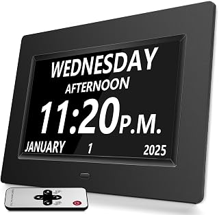 Digtal Clocks with Day and Date of Week for Seniors,12 Alarm Settings, Large Time Display, Auto Dimmable - Perfect for The Elderly