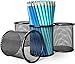 [4 Pack] Pen Holder - Pencil Holder for Desk - Metal Mesh Office Desk Pen Organizer Holders - Medium Sized Black Pen Cup Pencil Cup