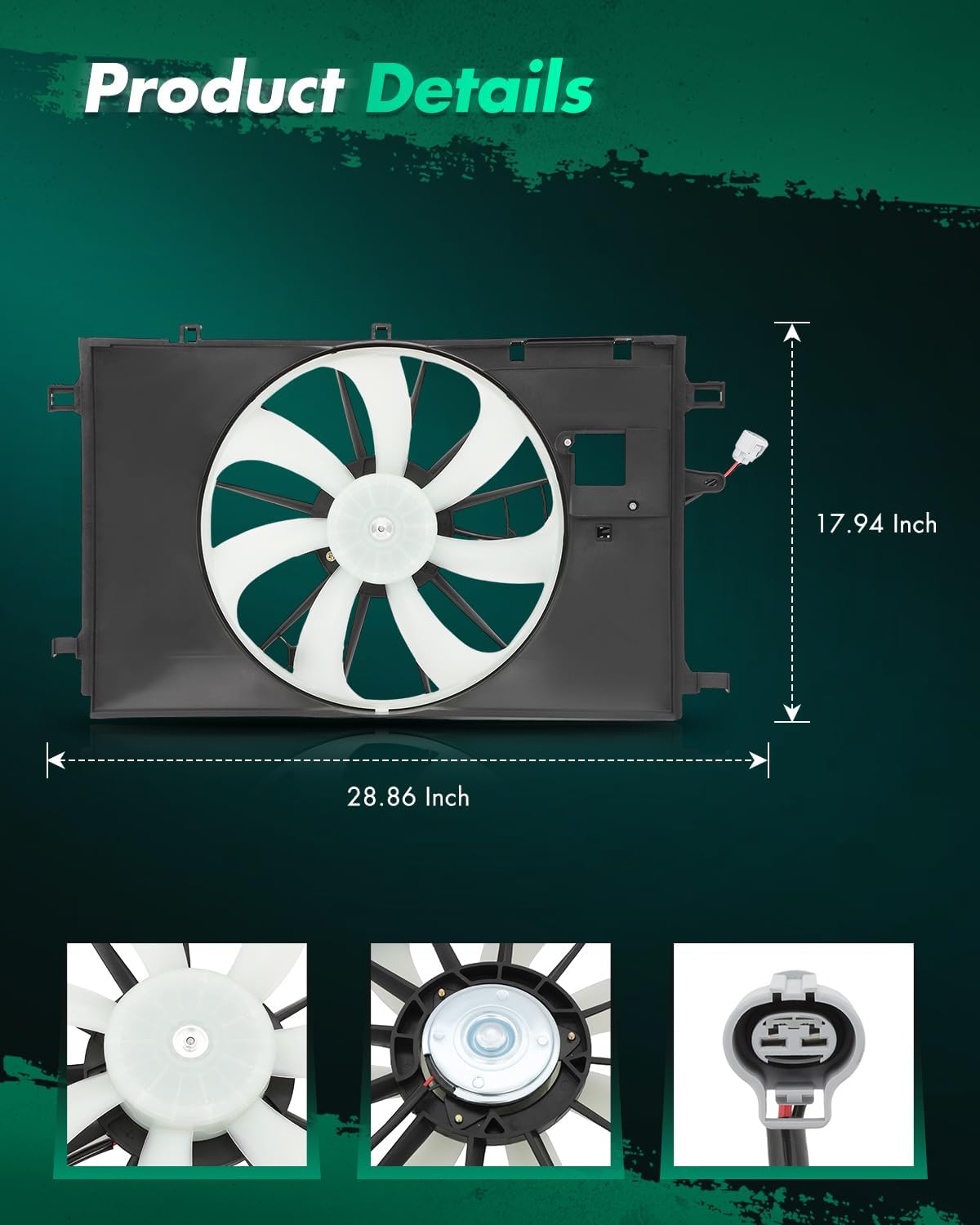 SCITOO Electric Engine Radiator Cooling Fan Assembly, Compatible with 2018-2019 for Toyota for C-HR 2.0L, Automotive Replacement Engine Fans, Auto Car Radiator Cooling Fans