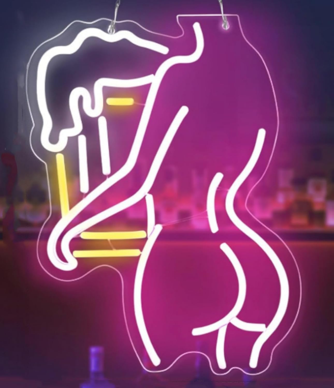Insegna al neon con scritta "Lady Back", decorazione da parete a LED rosa, per camera da letto, bar, club, grotta degli uomini, soggiorno, decorazione per feste, alimentata tramite USB, 42 x 23 cm