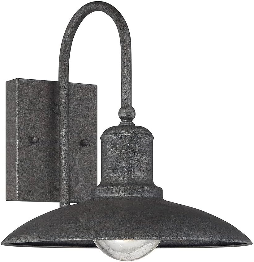 Savoy House 5-5031-1-32 Mica Industrial-Inspired Outdoor Metal Wall Lantern, Vintage Storefront-Style Fixture, 1-Light 60 Watt, 11" H x 11" W, Artisan Rust