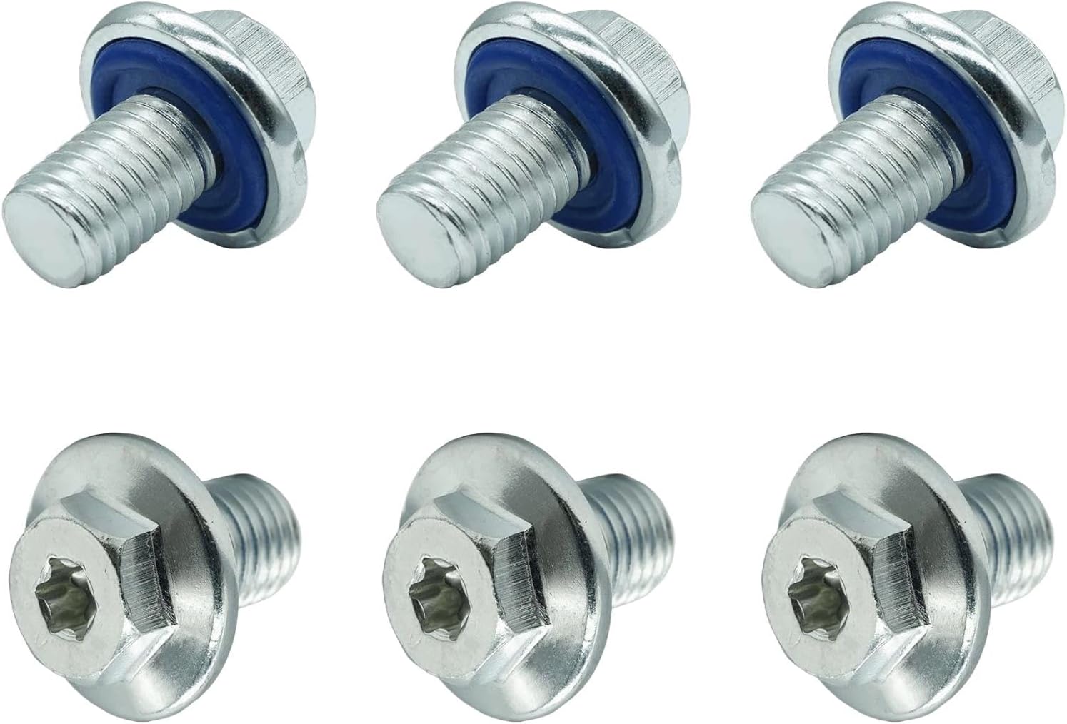 6 PCS M12-1.75 15mm Oil Drain Plug T45 Torx for GM Chevy GMC | M12-1.75 oil drain plugs with insert gasket, fit for Cadillac, Chevrolet, GMC and Buick; replace 090-948CD, 090-948.