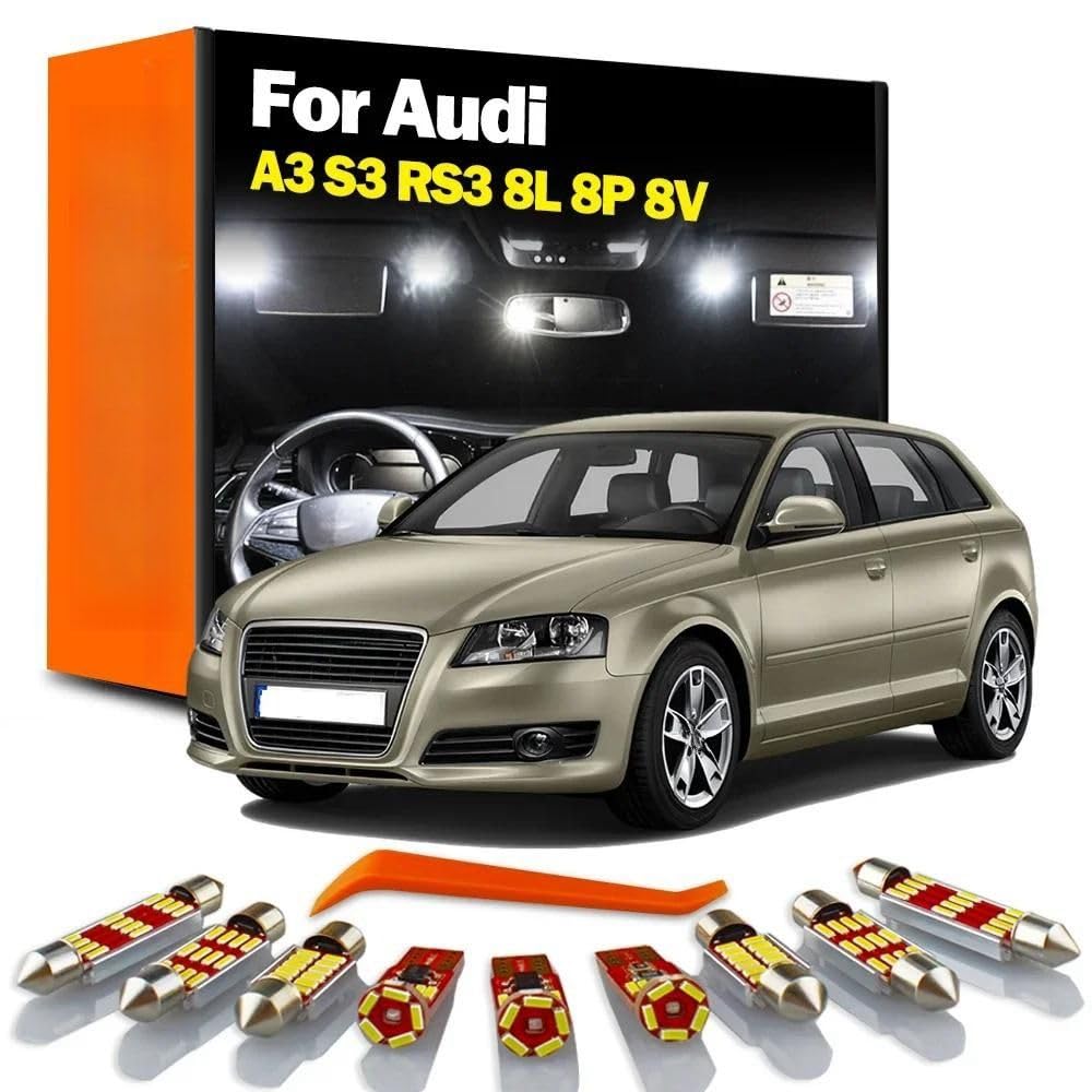 Kit de Luces LED para Interior de vehículo, luz para el Maletero, el Espacio para los pies, Bombillas LED para Audi A3, S3, RS3, 8L, 8P, 8V