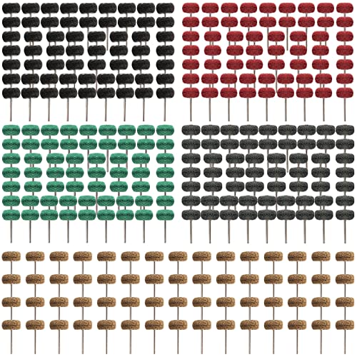 Rocaris 300 Pcs Abrasive Buffing Wheels, 1 Inch Abrasive Buffing Polishing Wheels Burr For Rotary Tools-1/8"(3Mm) Shank, 120Grit, 180Grit, 320Grit, 400Grit, 600Grit #TOP3