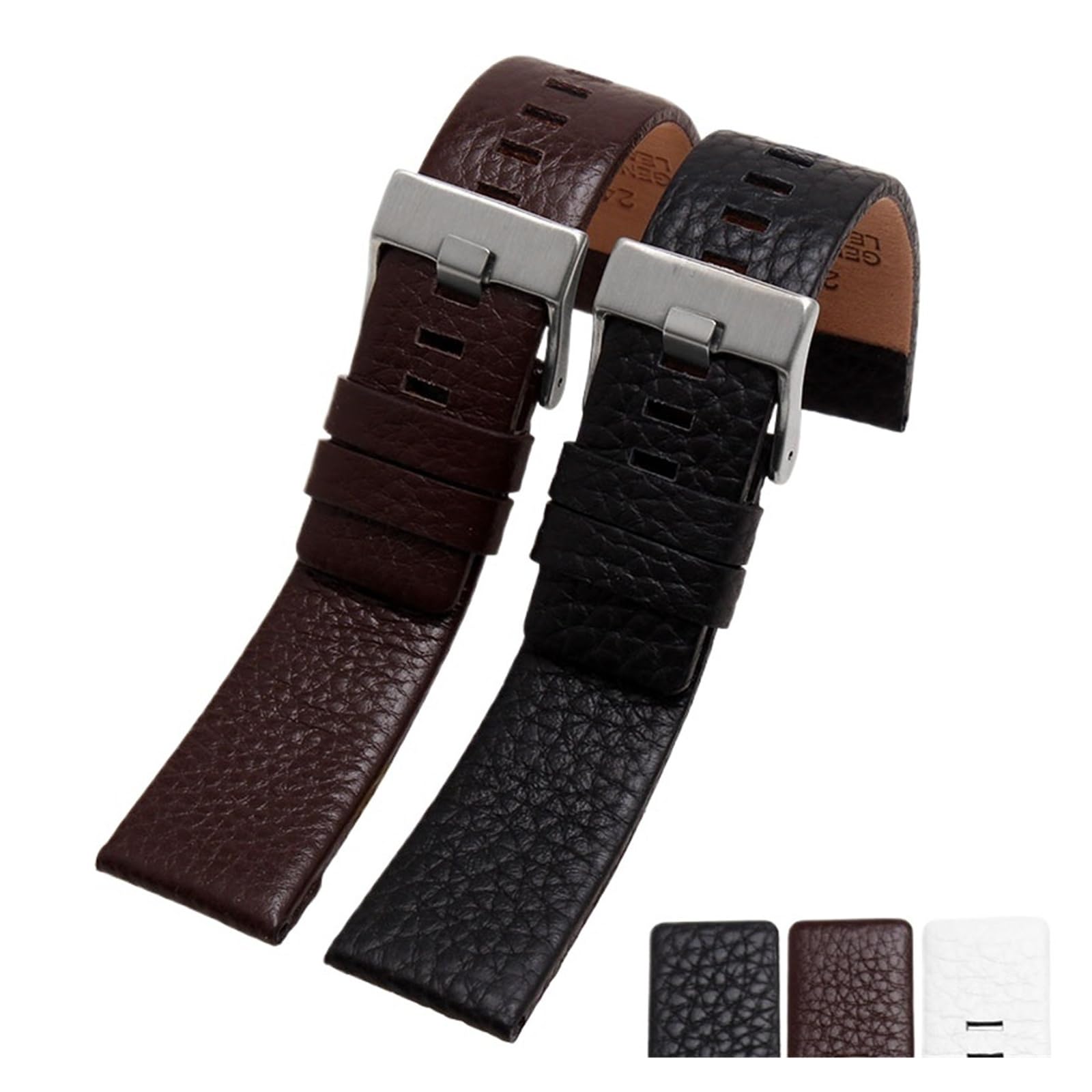 Genérico NASUNJIA Correa De Reloj Cuero Genuino Compatible Con Diesel DZ1405 4323 4344 4427 7257 4283 Hebilla Pasador (24, 26 Y 28 Mm)