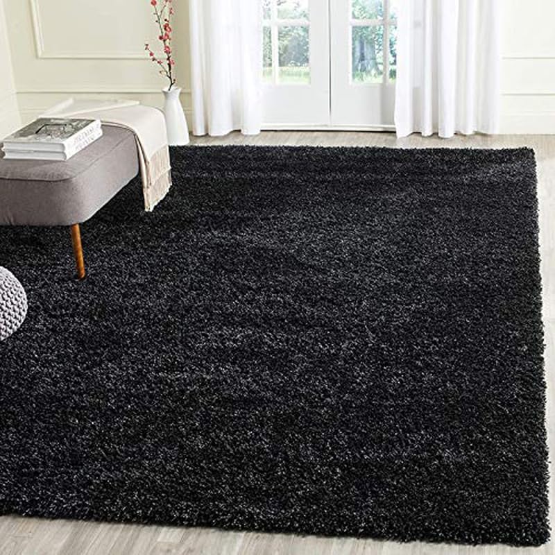 Image of Carpet for Living Room 5X7 FEET Modern Soft Shaggy Carpet Thick, Fluffy & 2 inch Pile Shag Rug for Your Kids Room, Bedroom & Livingroom (Black)