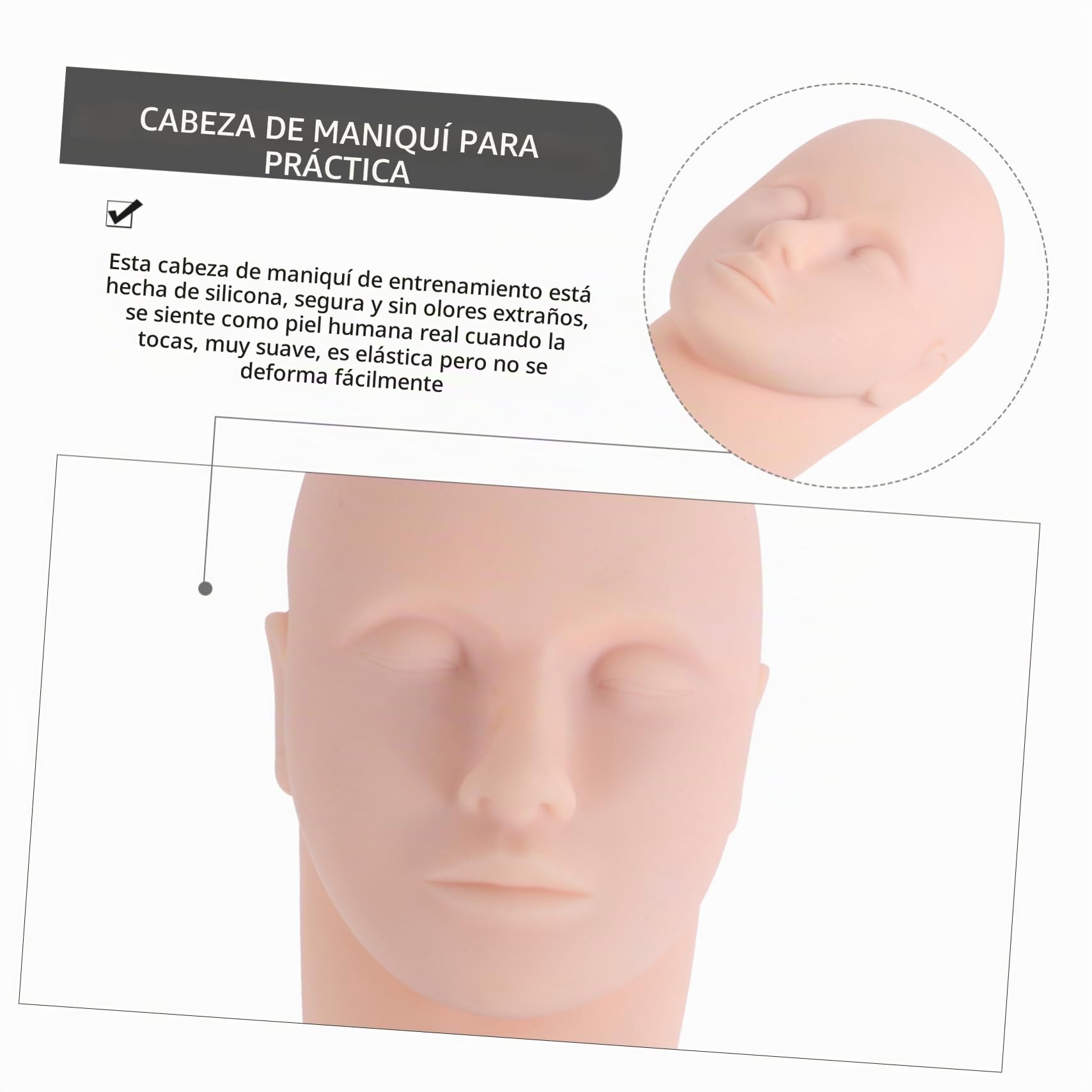 Maniquí De Práctica Para Maquillaje y Extensiones De Pestañas Cabeza De Cosmetología Para Entrenamiento Para Práctica De Maquillaje y Masaje Facial