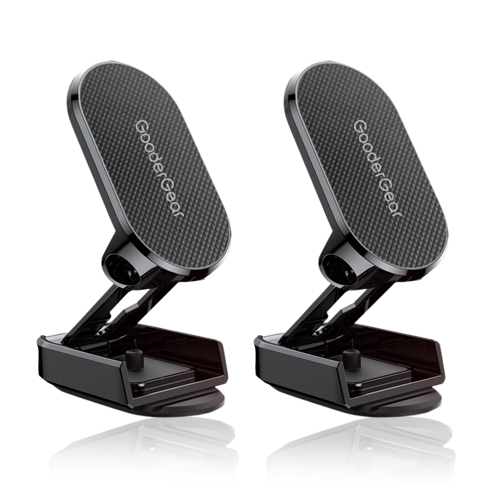 GooderGear ™ Alloy Folding Magnetic Car Phone Holder - 720 Degree Rotation, Strong Magnetic Mount, Slip-Resistant, Magnetic Phone Holder for Car - Car Phone Mount (Black-Anti Slip)
