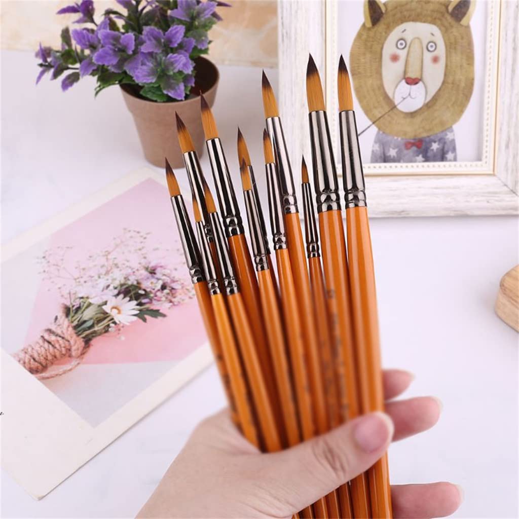 BATLAM Pinceles para Pintar con Detalles Profesionales Pinceles para Gouache de Acuarela de Nailon Profesional de 12 Piezas (Color : A, Size (A As The Picture Shows)