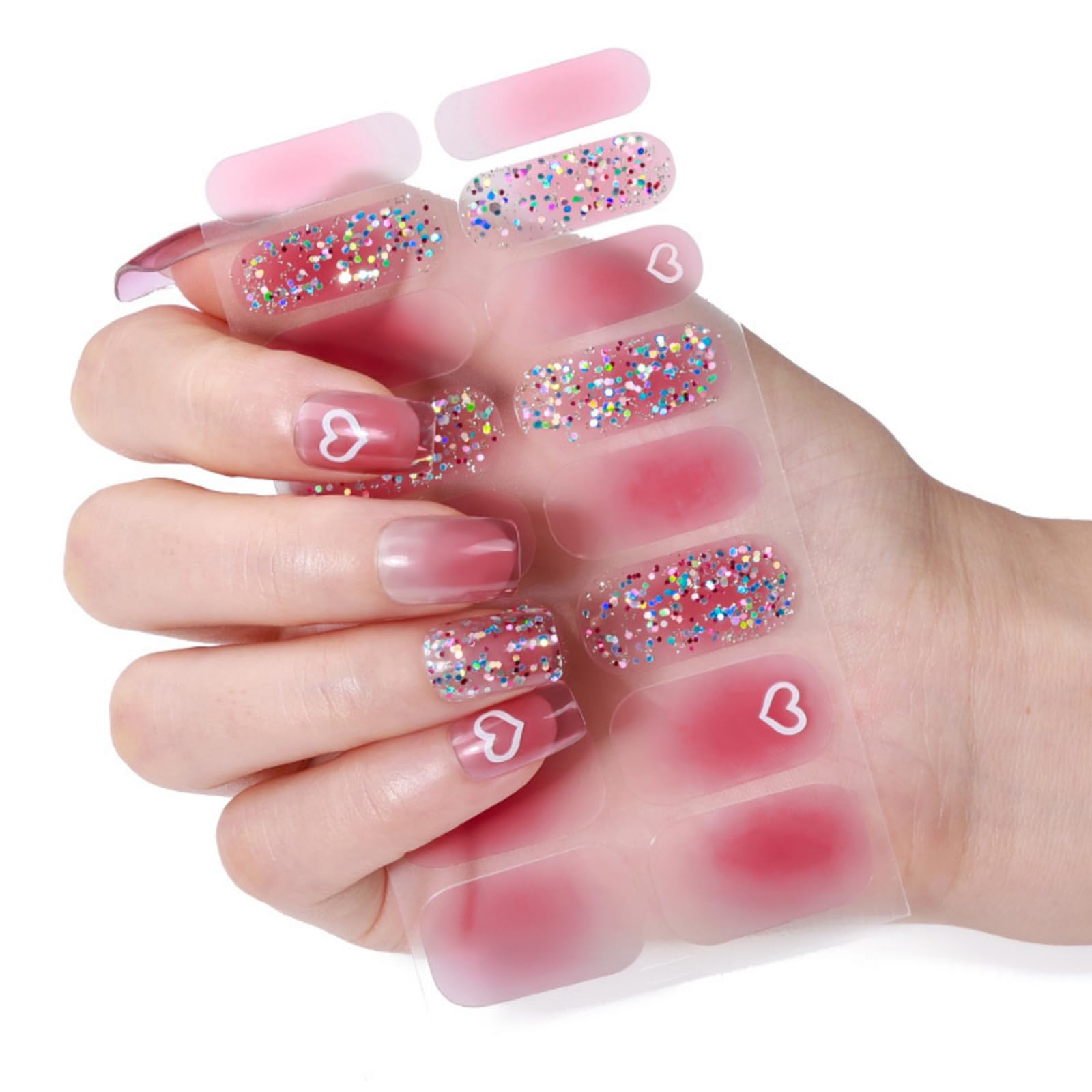 Christmas Nails Polish Sticker Waterproof Art Gels Wraps Manicure Glittering Full Wrap Christmas Polish Strips Nail Decals Glittering Art Stickers for Girl