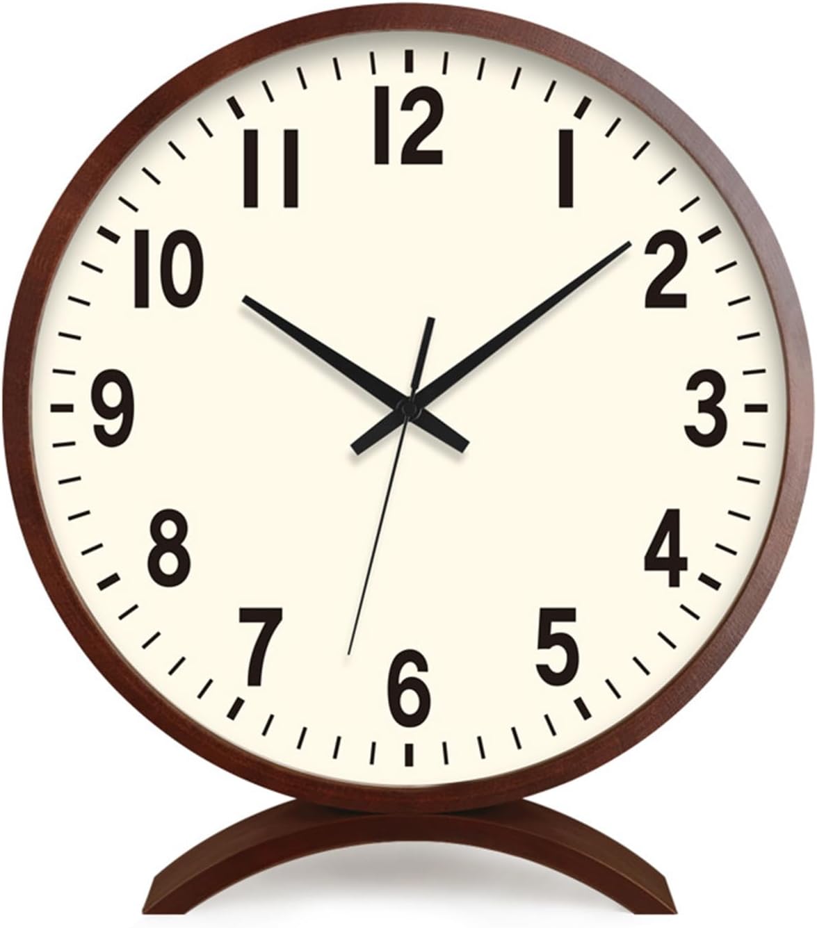JUSTUP Table Clock, 8 inches Wooden Retro Analog Table Clocks, Silent Non Ticking Desk Clocks for Bedroom Office Outdoor Decoration, Battery Powered Shelf Clock, Christmas Birthday Gifts (White 1)