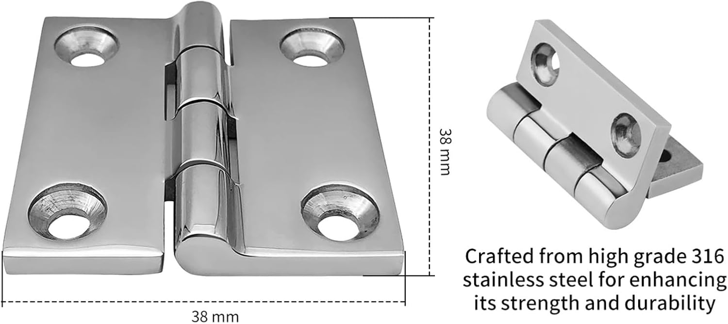 Boat Deck Casting Hinge 316 Stainless Steel Hatch Cabinet Door Square Solid Folding Hinge Polished Hardware