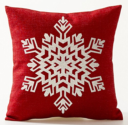 Beautiful Fantastic Snowflake Red Background Merry Christmas Gifts Cotton Linen Throw Pillow Case Personalized Cushion Cover NEW Home Office Decorative Square 18 X 18 Inches
