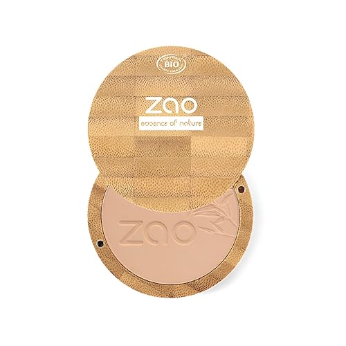 Zao Makeup Base compacta en polvo prensado, maquillaje facial mezclable, de larga duración, portátil, cobertura completa con aceite de macadamia y