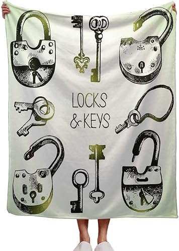 Cobijas para Invierno Retro Pintado a Mano Graffiti Creativa Manta acogedora mullida, cálida, acogedora, gruesa, 40 x 50 pulgadas